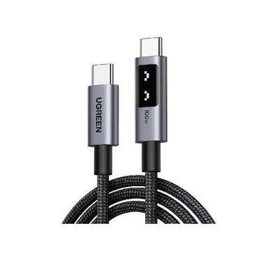 UGREEN Uno 100W Type-C to Type-C Robot Fast Charging Cable 1 meter in black with LED screen display