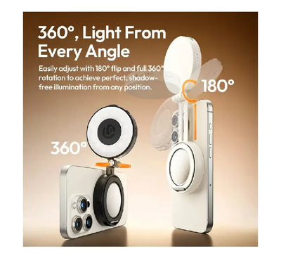 Ulanzi LM23 showing 360 degree rotation and 180 degree flip hinge function