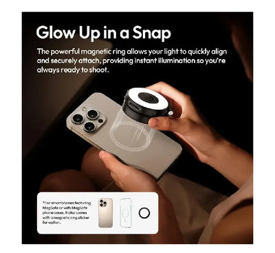 Ulanzi LM23 fold-out magnetic fill light used as an adjustable desktop phone stand