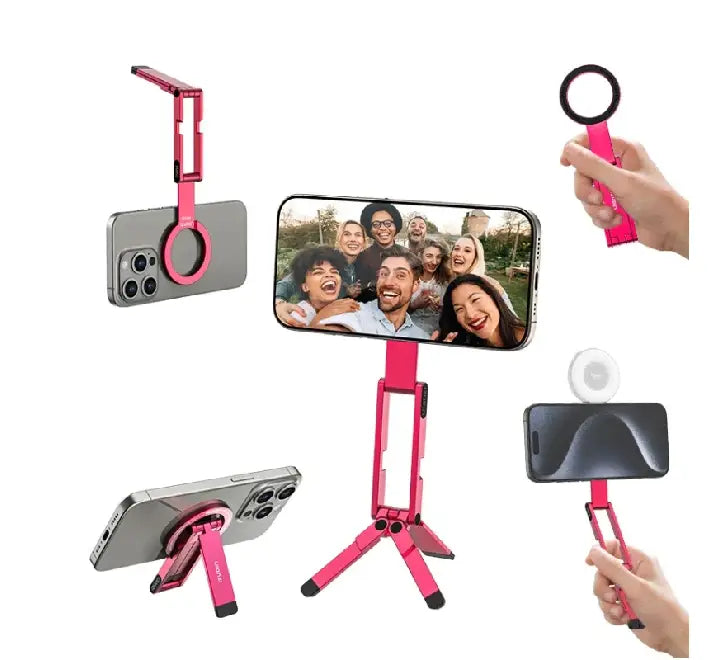 Person slipping the lightweight 65g Ulanzi MA60 magnetic phone tripod into a back pocket
