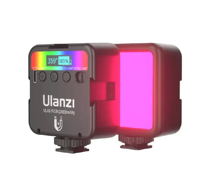 Ulanzi Mini Pocket 49 RGB Video LED Light front view displaying soft light diffuser