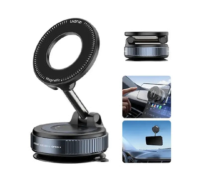 Ulanzi SK-25 mobile phone suction cup holder in black with MagSafe magnetic plate