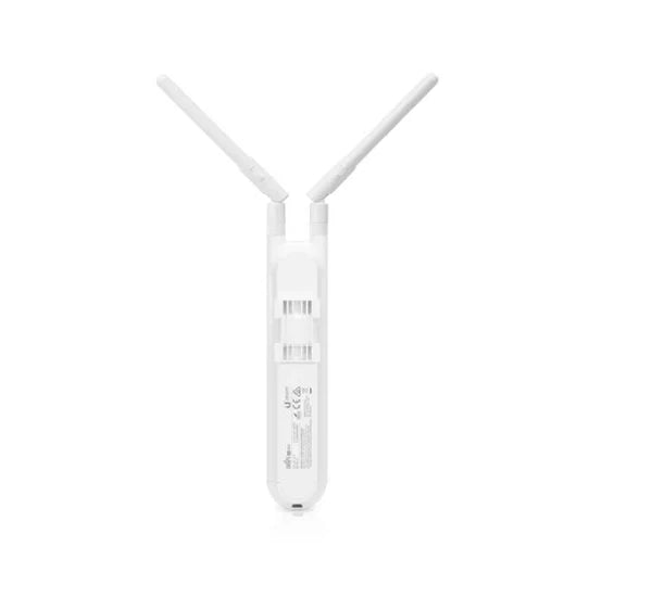 Close-up of the compact, sleek white weather-resistant enclosure of the UAP-AC-M access point.