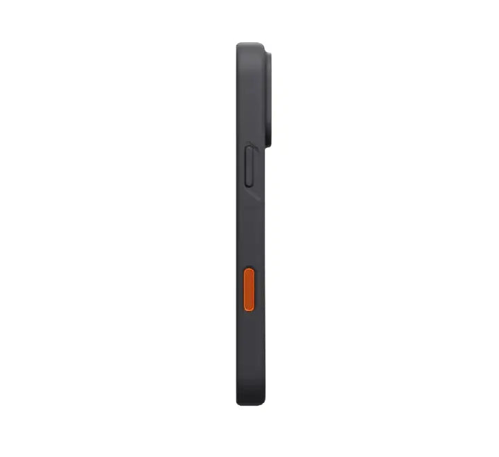 Handholding UNIQ Lino liquid silicone case showing smooth anti-fingerprint texture