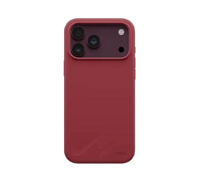 Close-up of interchangeable raised camera lens bezel on UNIQ Lino iPhone 18 case