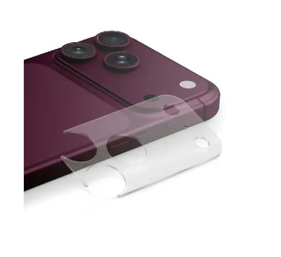 Diagram showing complete camera module and lens protection on iPhone 18 Pro using UNIQ AeroShield