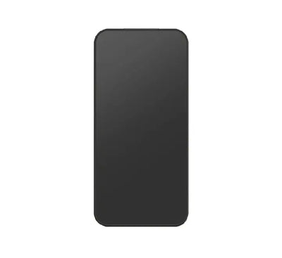 Side angle view showing the 28-degree privacy filter tint blocking the screen on an iPhone 17 Pro Max.