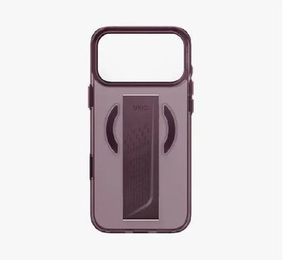 UNIQ Swivix case 360 degree rotating Mōvix kickstand supporting iPhone 18 in landscape viewing mode