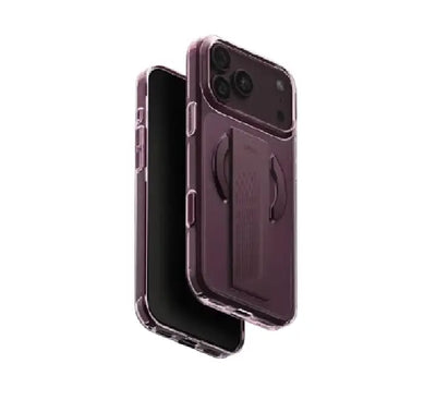 UNIQ Hybrid Swivix MagSafe case in Lucent Clear for iPhone 18 Pro Max showing transparent back and metal ring