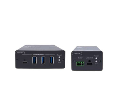 USB 3.2 Gen 1 Cat6A local transmitter and remote receiver units for long-distance data extension.