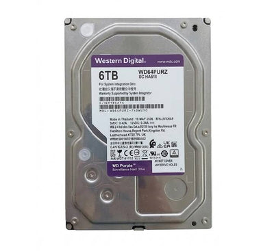 Western Digital WD Purple 6TB Surveillance Hard Drive WD64PURZ isolated front view