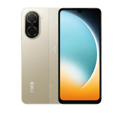 Xiaomi POCO C71 Desert Gold variant with 5200mAh battery and 128GB storage.