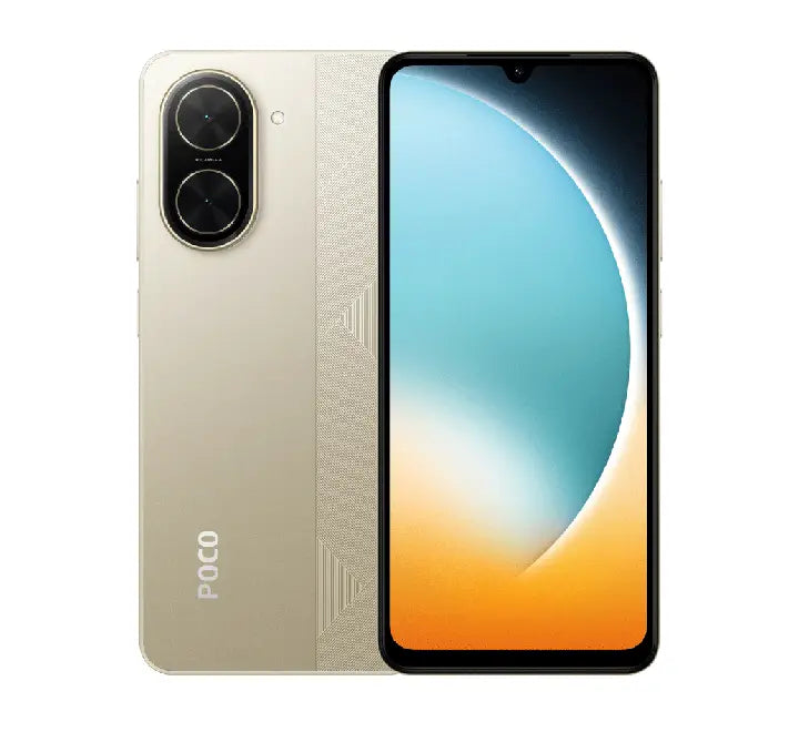 Xiaomi POCO C71 Desert Gold variant with 5200mAh battery and 128GB storage.