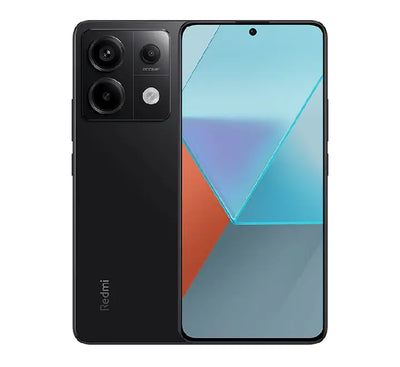 Xiaomi Redmi Note 13 5G smartphone in Stealth Black showing the sleek rear triple camera design and matte finish.
