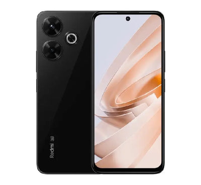 Xiaomi Redmi Note 13R 5G smartphone in Black color variant showing front display and premium glass back design.