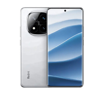 Xiaomi Redmi Note 14 Pro+ 5G Global Edition in Pearl White, showing the sleek premium finish and triple camera setup.