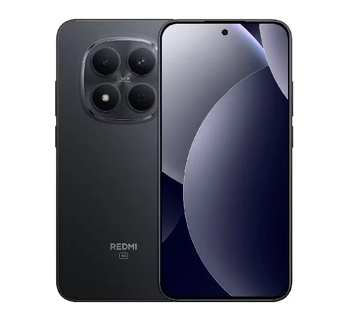 Xiaomi Redmi Note 15 Pro 5G smartphone in Cosmic Black showcasing its premium glossy finish and ergonomic design.
