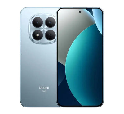 Xiaomi Redmi Note 15 Pro 5G in Glacier Blue highlighting the vibrant light-reflecting gradient rear glass.