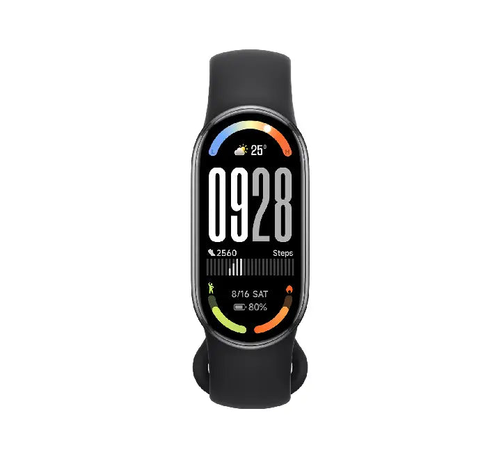 Xiaomi Smart Band 10 in Midnight Black featuring a 1.72 inch AMOLED screen with ultra-thin bezels