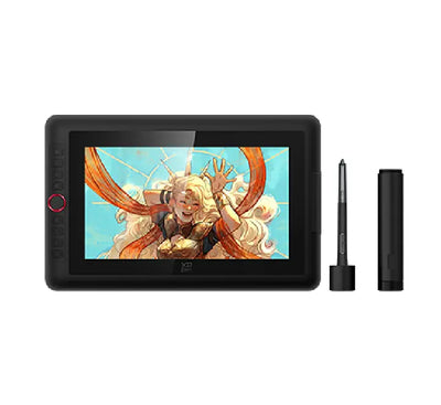 Front view of XPPen Artist 13.3 Pro V2 drawing display in Space Black showing the 13.3-inch FHD laminated screen and Red Dial.