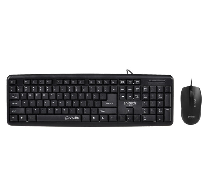 Anitech Keyboard And Mouse PA800 (Black), Keyboard & Mouse Combo, Anitech - ICT.com.mm