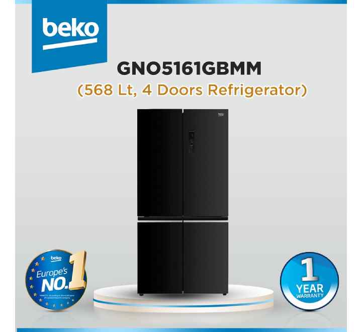 Beko 4 Doors Glass Refrigerator GNO5161GBMM (Black)