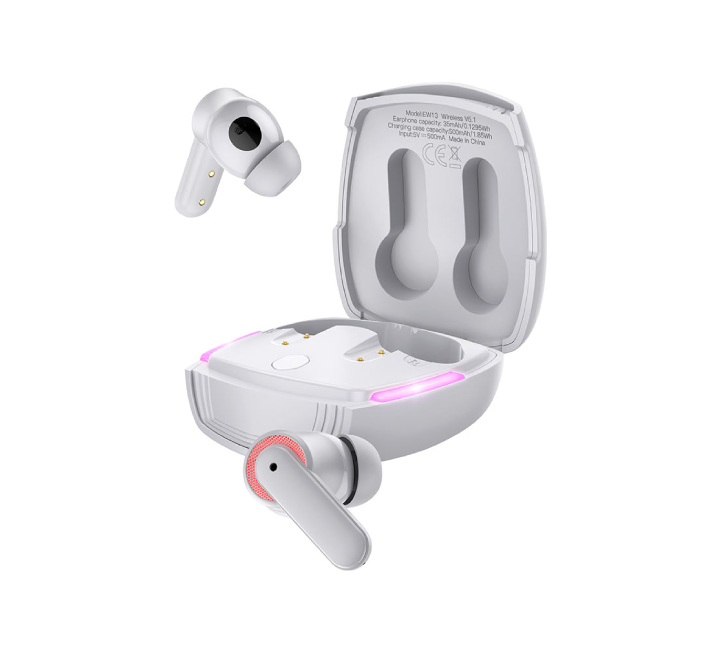 Hoco EW13 Magic Flow Wireless Headset TWS with Charging Case (White), Earbuds, Hoco - ICT.com.mm