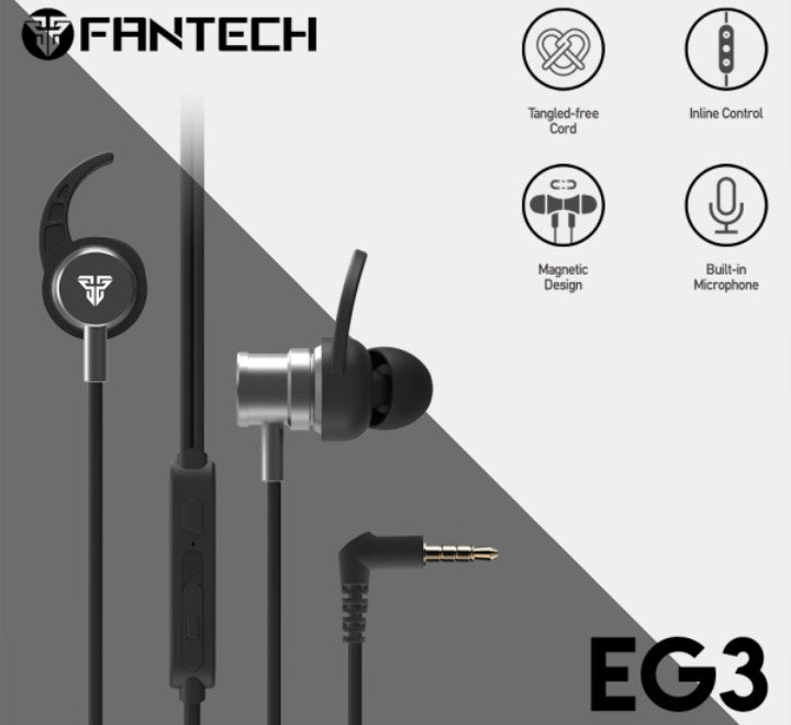 Fantech EG3 Mobile Ear Plug (Black), In-ear Headphones, Fantech - ICT.com.mm