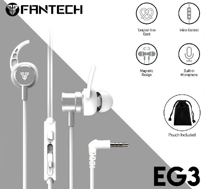 Fantech EG3 Mobile Ear Plug (White), In-ear Headphones, Fantech - ICT.com.mm