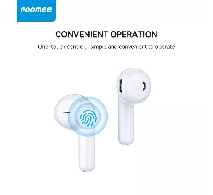 Foomee PA25 TWS Bluetooth Earphone (White), Earbuds, Foomee - ICT.com.mm