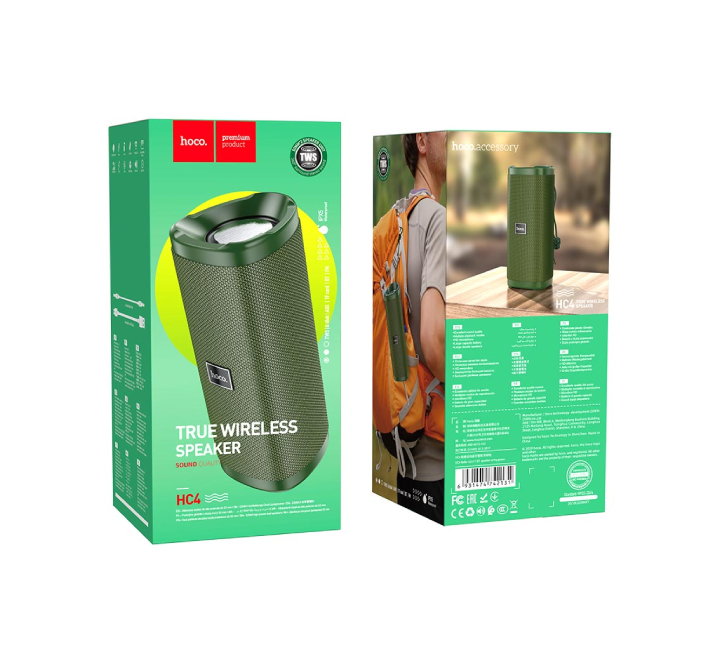 Hoco HC4 Bella Wireless Sports Portable Loudspeaker (Army Green), Portable Speakers, Hoco - ICT.com.mm