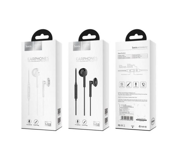 Hoco M53 Exquisite Sound Wired Earphones with Mic (Black)-29, In-ear Headphones, Hoco - ICT.com.mm