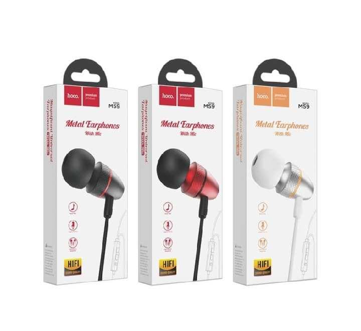 Hoco M59 Magnificent Universal Earphones with Mic (Red)-29, In-ear Headphones, Hoco - ICT.com.mm