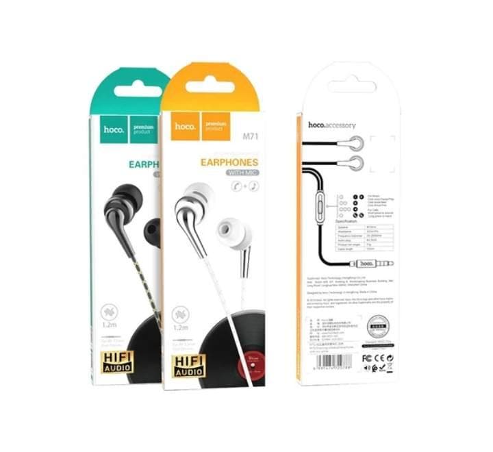 Hoco M71 Inspiring Universal Earphones with Mic (White)-29, In-ear Headphones, Hoco - ICT.com.mm