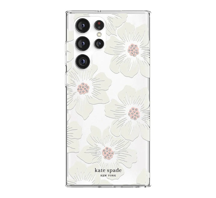 Kate Spade New York Defensive Hardshell Case for Samsung Galaxy S22 Ultra Hollyhock Floral Clear, Mobile Accessories, Kate Spade - ICT.com.mm