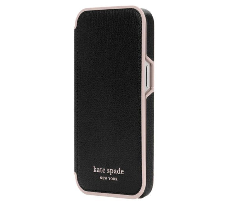 Kate Spade New York Folio Case for iPhone 13 Pro (Black/Pale Vellum Border), Apple Cases & Covers, Kate Spade - ICT.com.mm