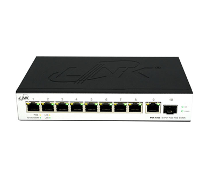 Link PSF-1008 8-Port F‌ast Ethernet PoE Switch, POE Switches, Link - ICT.com.mm