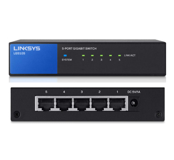 Linksys LGS105-AP Unmanaged 5-port Gigabit Switch, Unmanaged Switches, Linksys - ICT.com.mm