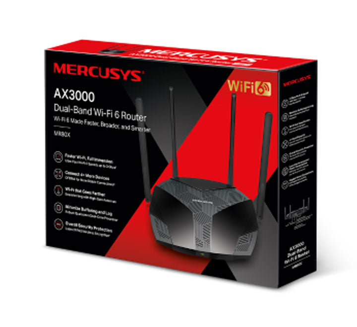 MERCUSYS MR80X AX3000 Dual-Band Wi-Fi 6 Router, Routers, MERCUSYS - ICT.com.mm