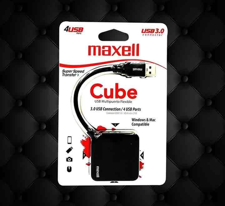 Maxell USB Cube 4 Port USB 3.0 (Black), Adapters, Maxell - ICT.com.mm