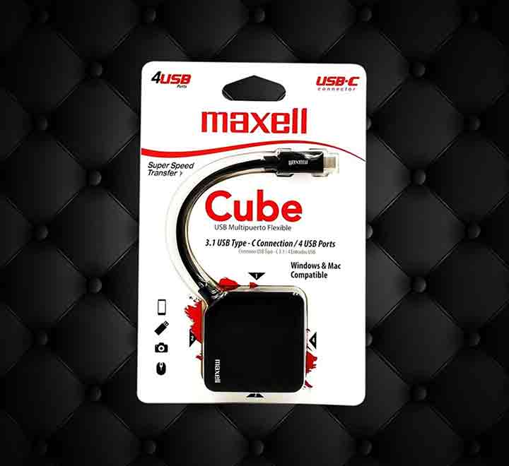 Maxell USB Cube 4 Port USB 3.1 Type-C (Black), Adapters, Maxell - ICT.com.mm