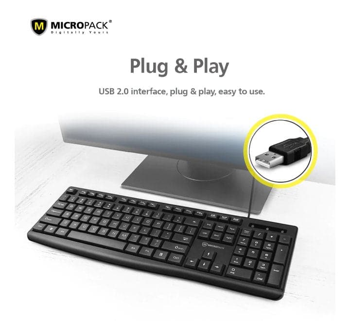 Micropack K206 Chocolate Compact Keyboard Low Cap Black, Keyboards, Micropack - ICT.com.mm