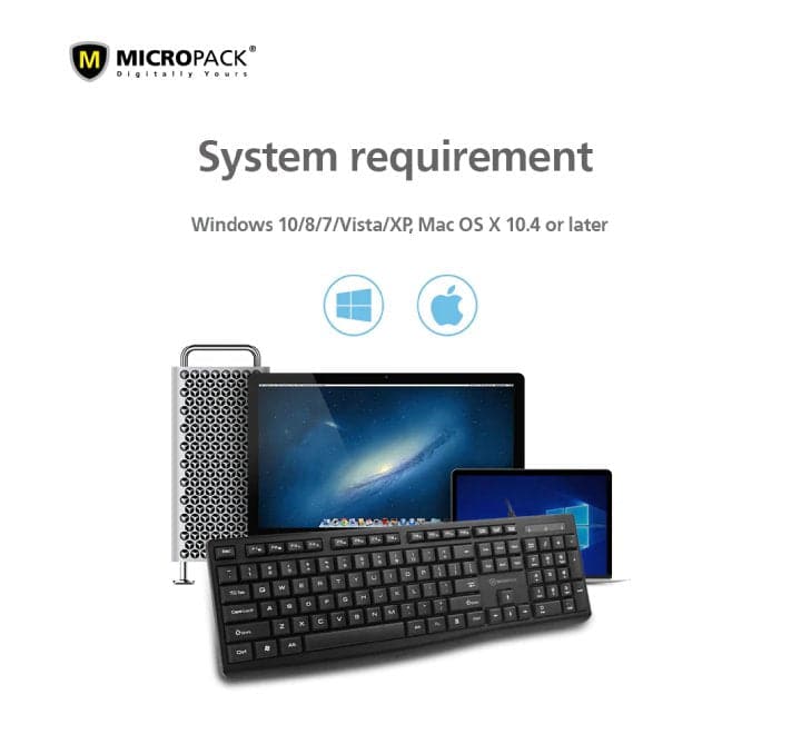 Micropack K206 Chocolate Compact Keyboard Low Cap Black, Keyboards, Micropack - ICT.com.mm