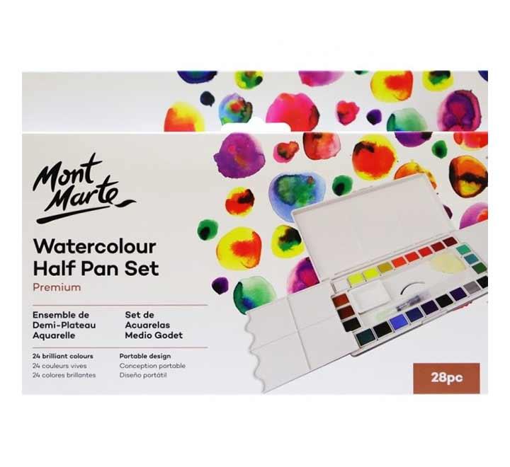 Mont Marte Premium Watercolour Half Pan Set 28 Pcs (PMHS0036), Art Accessories, Mont Marte - ICT.com.mm