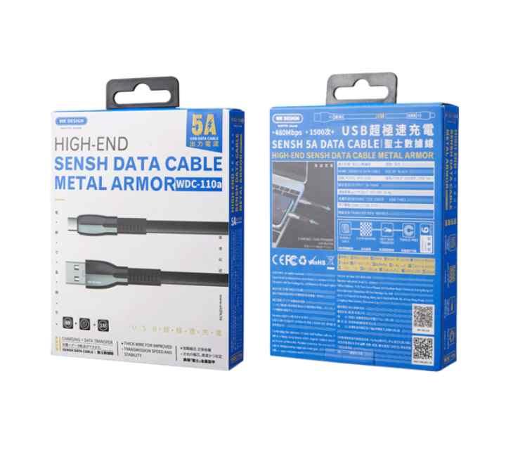 WK Design WDC-110a Sensh Type-C Data Cable (Black), USB-C Cables, WK DESIGN - ICT.com.mm