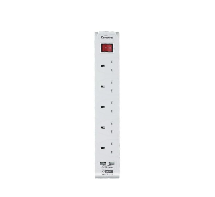 Powerpac PP235U 5 Way Extension Cord (White), Power Boards, PowerPac - ICT.com.mm