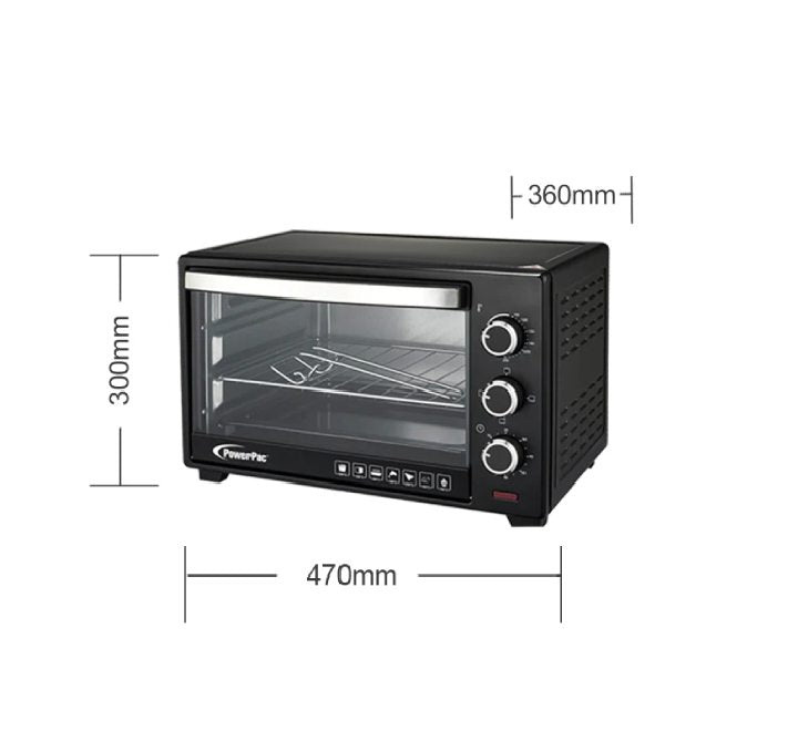 Powerpac PPT25 Electric Oven with Convection Function 25L, Ovens, PowerPac - ICT.com.mm