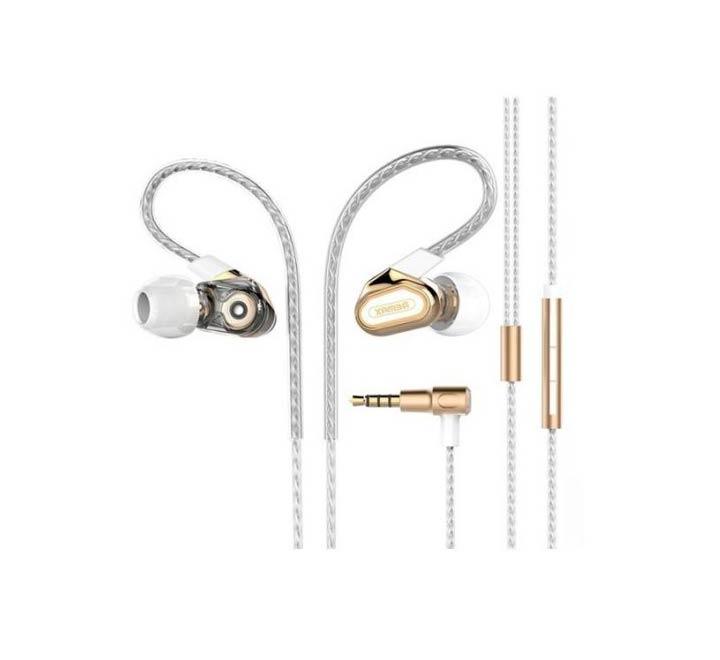 REMAX RM-580 Dual Moving-Coil Earphone (Gold), In-ear Headphones, Remax - ICT.com.mm