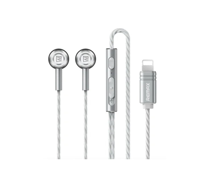 REMAX RM-598i iPhone Metal Wired Earphone (Silver), In-ear Headphones, Remax - ICT.com.mm