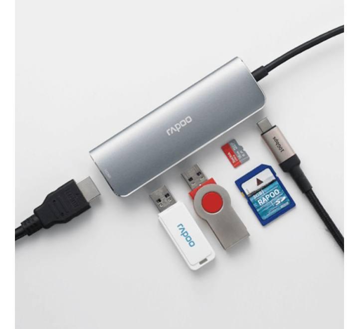 Rapoo XD120 USB-C Multifunction Adapter 6-In-1, USB Hub, RAPOO - ICT.com.mm